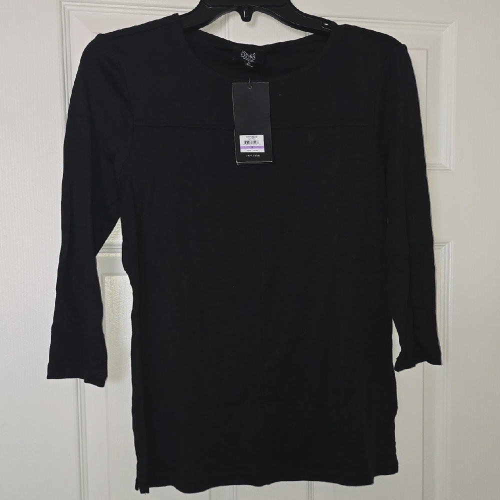 Jones New York Black Fitted 3/4 Sleeve T-Shirt